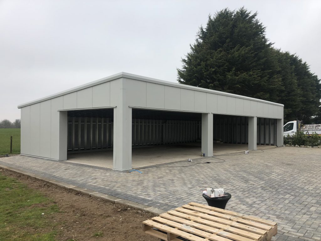 steel car showroom in South Wales with Kingspan composite mini-rib panels